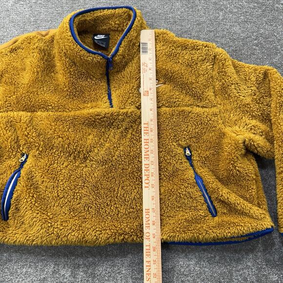 Nike Womens XXL Golden Harvest Sherpa Fleece Half Zip Jacket Blue Trim Pockets - Picture 6 of 8